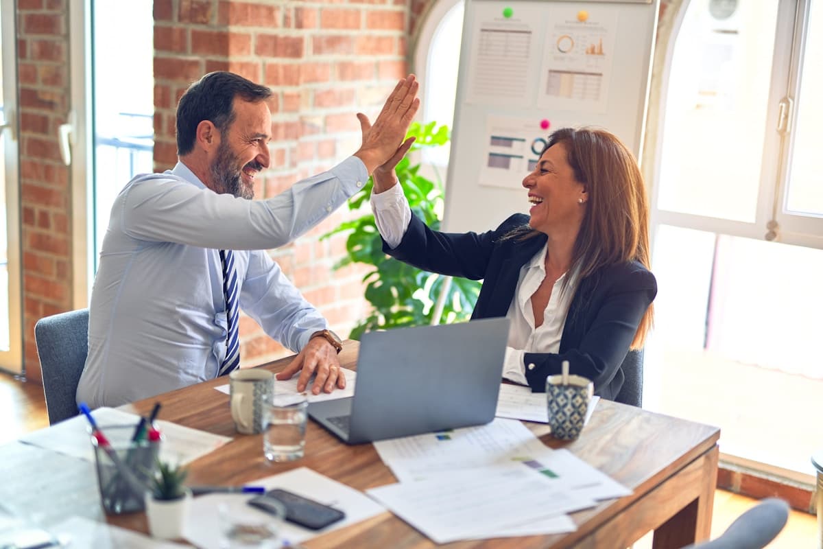 Investment advisor consultation in a premium office setting